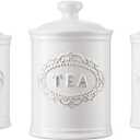 Ceramic Canisters Sets For The Kitchen Canisters For Countertop Set of 3 Airtight Coffee Canisters For Ground Coffee Sugar Storage With Lids Farmhouse Containers for household or kitchen use