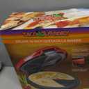Taco Tuesday Deluxe 10-inch 6-Wedge Electric Quesadilla Maker with Extra Stuffing Latch, Red