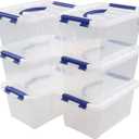 Kiddream 7 Quart Clear Plastic Box Bins, 6-pack Small Storage Bins with Lids (White)