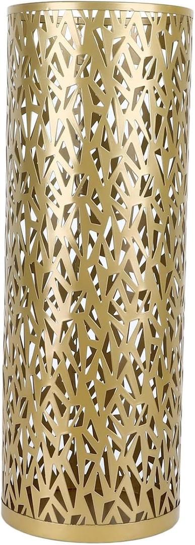 Metal Round Umbrella Stand Rack,Free Standing Umbrella Holder Bin, Canes Walking Sticks Holder for Entryway, Home, Office,Gold (1 Pack-Round)