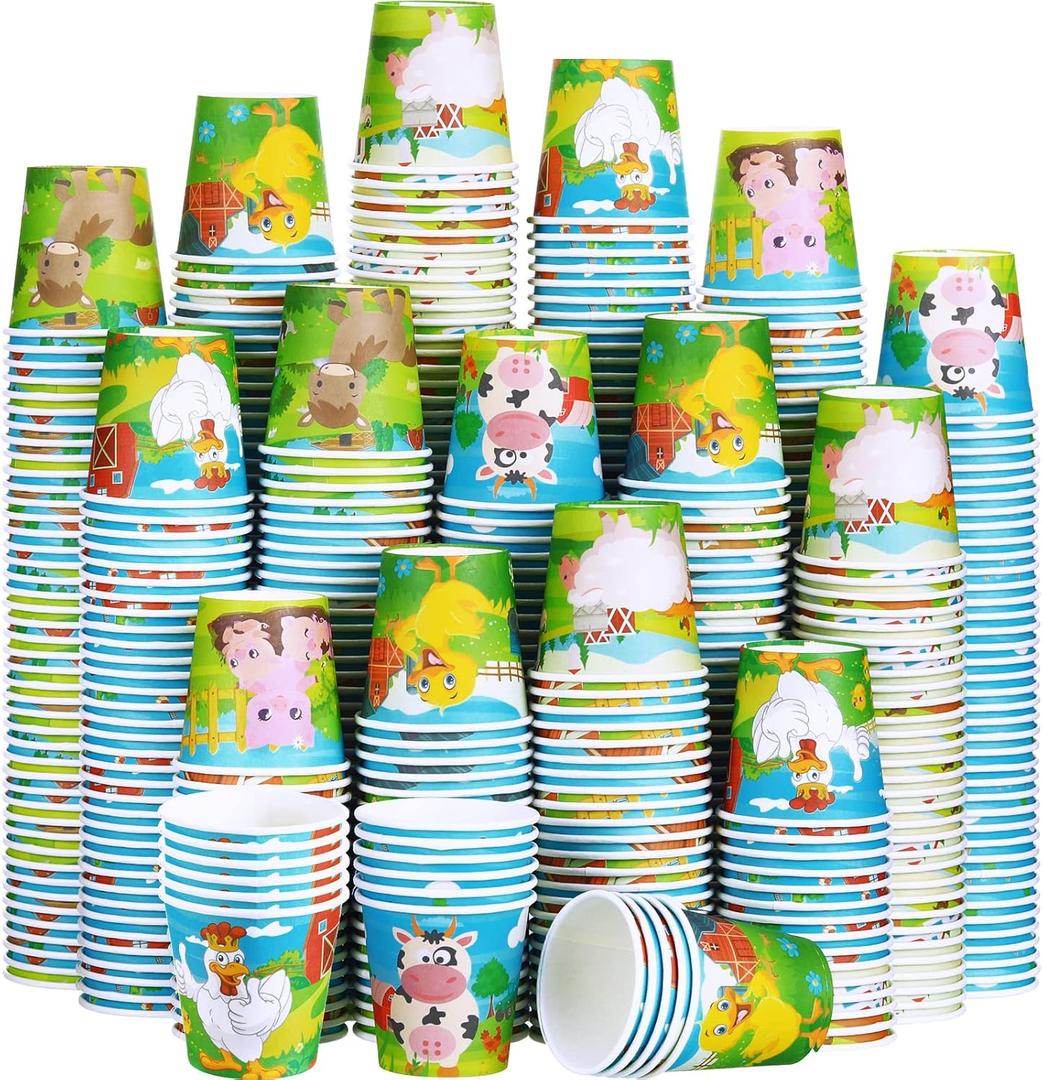 Skyley 600 Pack 3 oz Small Paper Cups Disposable Bathroom Cups Kids Mouthwash Mini Cold Beverage Drinking mugs for Party Home and Office Water Coolers(Farmhouse Style)