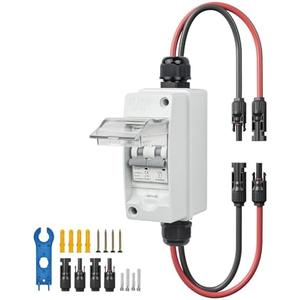 Pjerjzn Solar Panel Disconnect Switch 1000V 30A PV Disconnect Switch Outdoor Miniature Circuit Breaker IP65 for Solar PV Homes Battery (1000V 30 Amp)