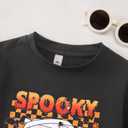 Toddler Halloween Shirts Baby boy Spooky Dude T-Shirt Funny Bandages Face Graphic Tee Bats Print Spooky Season Tops (18-24 Months, Black)