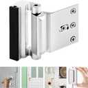 Home Indoor Security Door Lock Anti Theft Hinge Latch Lock Door Reinforcement Lock with 3 Inch Stop Reinforcement Lock Safety Tool 1 Pack Silver