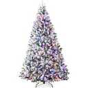 Best Choice Products Pre-Lit Artificial Christmas Tree 7.5ft Snow Flocked Pine Tree, 2-in-1 White and Multicolor LED Lights, Full Snowy Appearance