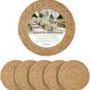 Round Woven Placemats Plate Chargers Set of 6, 13 inch Rattan Chargers for Christmas Dining Table Decor,Rattan Charger Plates Easy to Clean, Non-Slip, Stylish Table Mats for Indoor & Outdoor Use
