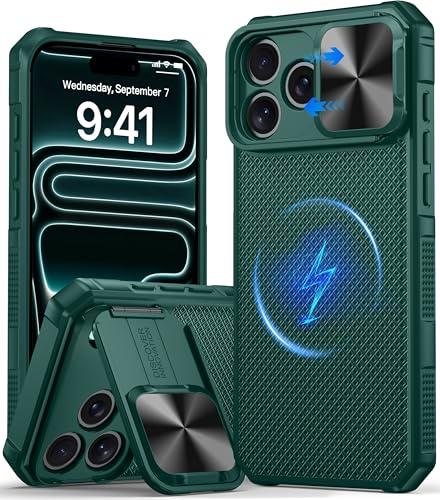 GIVELOT Magnetic for iPhone 17 Pro Case,[Compatible with Magsafe][Slide Camera Cover][Kickstand][Military Grade Protection] Shockproof Rugged Case for iPhone 17 Pro,Green