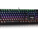 wegear Mechanical Gaming Keyboard with Blue Switch, 104-Key Full Size RGB Backlit Wired Keyboard（11 Modes, Anti-Ghosting, Double-Shot ABS Keycaps, Lighted Computer Key-Board for PC Windows-Black