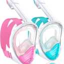 QingSong Full Face Snorkel Mask for Adults, Snorkeling Gear with Camera Mount, 180 Degree Panoramic View Snorkel Set Anti-Fog Anti-Leak (Large-X-Large, 2 Pack - White Blue+White Pink)