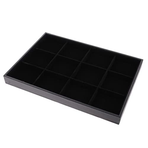 Xiaojikuaipao Velvet Jewelry Tray Display Organizer | Stackable Storage Case Box for Necklace Bracelet Earrings | for Home & Retail Use | & Space-Saving Design - 12 Grids