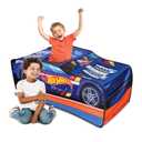 Hot Wheels Pop Up Play Tent, Playhouse for Boys, Race Car Tent with Connections for Hot Wheels Tracks, Indoor Playspace with Roll-Up Door & Roof Opening, Easy Setup, Folds Flat for Storage