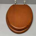 Renovators Supply Manufacturing Light Mahogany Wooden Toilet Seat Elongated Toilet Seat With Brass PVD Hinges And Non Slip Bumper