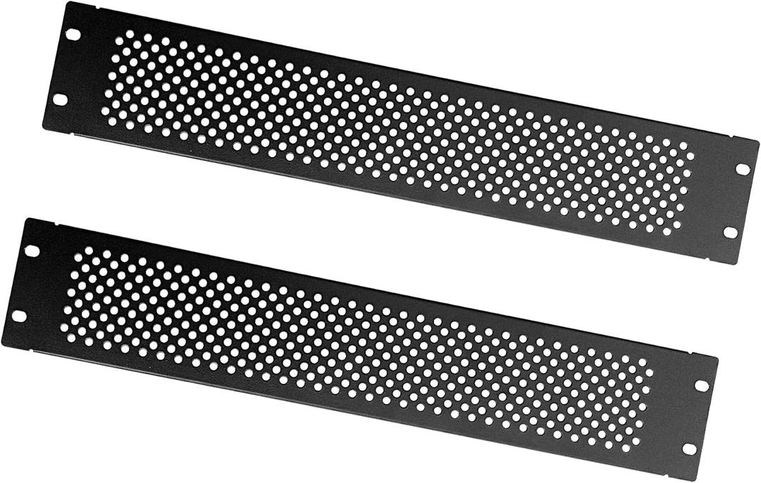RIVECO 2U Vented Blank Panels for Rack & Cabinets Front Cover Panel 19-Inch Server & Network Rack Mount 2PCS Black