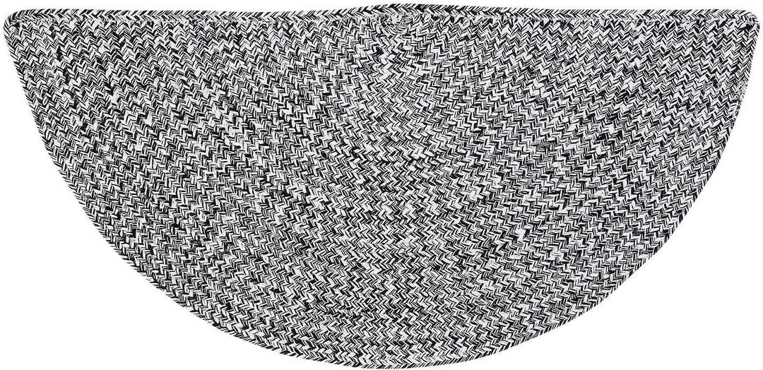 Super Area Rugs Farmhouse Braided Rug Cotton Kitchen Reversible Carpet Black & White, 20" X 40" Half Circle (1'8" x 3'4" (Semicircular))