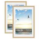 SZYUU 24x36 Picture Frame Set of 2, Wood Frame with Real Glass, Wide Border