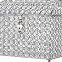 ELLDOO Crystal Wedding Card Box with Heart Lock, Money Card Box Treasure Chest Style Silver Gift for Wedding Receptions Centerpiece Decor Anniversary Keepsake Gift Display Csae, Medium