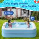 Sumbee Inflatable Swimming Kiddie Pool for Adults Kids Ages 4-8-12, Size 79" x 59" x 20" Rectangle Blow Up Family Pool for Children Backyard Outdoor Garden Summer Water Party Full-Sized Light Blue
