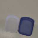 Stasher Silicone Reusable Storage Bag, Pocket Bags 2-Pack, Microwave, Dishwasher, Oven Safe, Sous Vide, Eco Friendly, Leak-free, Food-safe Silicone Snack Bags for Travel, 4 oz, Clear & Deep Ocean | Reusable Food Bags