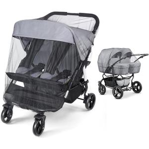 Orzbow 2 Pack Mosquito Net for Double Stroller Side-by-Side, Black | Insect, Fly & Bug Protection | Mosquito Net Cover for Double, and Twin Stroller | Baby Summer, travel, Camping Essentials
