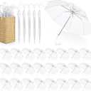Aodaer Clear Wedding Umbrella with Foldable Storage Box Transparent Auto Open Stick Umbrellas Windproof Large Canopy Umbrella with J Hook Handle for Outdoor Activities, Wedding Photography