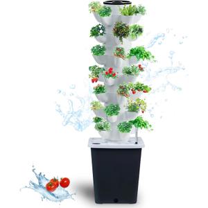 Hydroponics Tower Indoor Growing System Vertical Garden Planter Indoor Smart Garden Kit with Pump and Movable Water Tank Vegetable Plant Gift for Gardening Lover (35-Plants), 2380 Cubic Inches