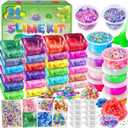 24 Pack DIY Slime Kit, Slime Making Kit for Girls 3-12, Crystal Premade Slime with Add-ins, Foam Balls, Glitters, Party Favors Gift Toys for Kids