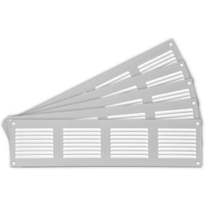 Repa Market 5-Pack Air Vent Cover 16x4 Inch (Outer Dimensions) White Galvanized Steel Louvered Grill Cover with Mesh Screen/Wall or Ceiling Vent/HVAC Register for Indoor and Outdoor Ventilation