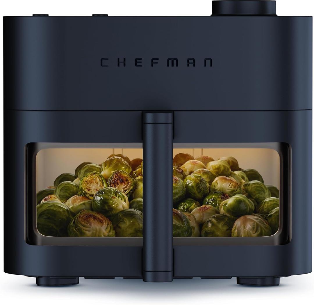 Chefman Crispinator Air Fryer 7-in-1 with 8 Qt Capacity, 450°F Max Temp & TurboFry Pro Technology for Fast, Even Results, Bake, Broil, Dehydrate, Viewing Window, Nonstick Ceramic-Coated Basket