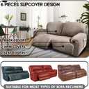 ULTICOR Extra Wide 75" - 90", Reclining 2 Seater Sofa, Extra Wide Reclining Love Seat Slipcover, 6-Piece Velvet Stretch, Reclining Sofa Covers, Thick, Soft, Washable (Taupe)