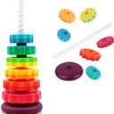 LUCKFUTURE Educational Spinning Stacking Toys, Rainbow Stacking Rings Baby Toy, Montessori Sensory Learning Toy for Girls and Boys Toddlers Toys for 1-3 Year Old