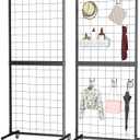 2 Pack Display Stand,2' x 5.5' Ft Grid Wall Panels Heavy-Duty Floorstanding Detachable Gird wall for Easy Transport, Standing Grid Display Rack for Retail Art Fair Show (2 Pack)