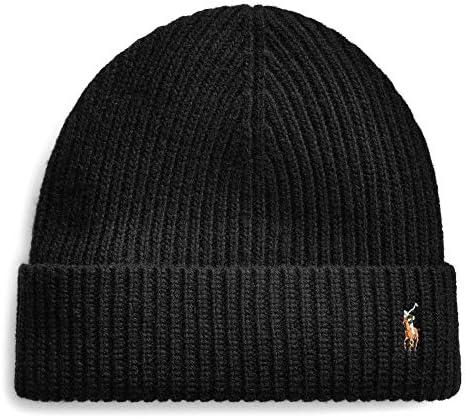 Polo Ralph Lauren Men`s Signature Pony Wool Blend Beanie (Polo Black, One Size)