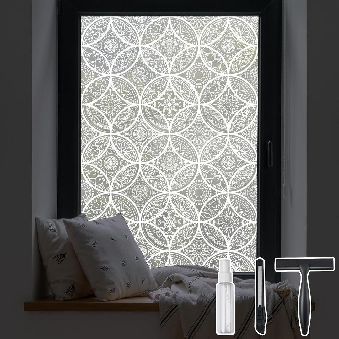 DKTIE Bohemian Stained Glass Window Film Easy to Install 35.4" x 78.7"