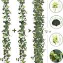6Pcs Eucalyptus Garland, 6FT Green Garland with Flowers, Artificial Faux Greenery Vines for Wedding Party Table Centerpieces Runner Room Home Mantle Decor