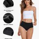 coskefy Women's High Waisted Cotton Underwear Soft Breathable Panties Stretch Briefs Ladies Panties 5 Pack (Black, M)