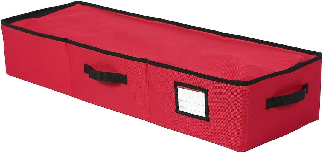 Sattiyrch Underbed Christmas Ornament Storage Box Zippered Closure,Stores up to 96 of The 3-inch Standard Christmas Ornaments, Xmas Storage Container with Dividers & Two Handles