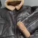 RAF Bomber Ginger Men B3 Bomber Jacket Aviator Real Shearling Bomber Sheepskin Leather Jacket, Size XL