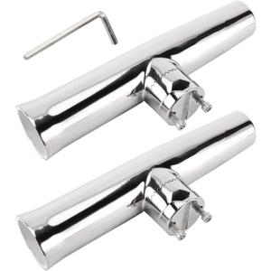 DasMarine 2 Pack Tournament Style Clamp on Fishing Rod Holder for Rails 1" to 1-1/4" Rail Mount Stainless Steel Rod Holder
