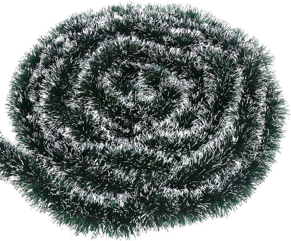 CCINEE 33FT Christmas Garland,Artificial Greenery Garland with Snow for Mantle Stair Fireplace Xmas Decoration