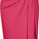 Kate Kasin Women's Skirt Elastic High Waist Bow Tie Knee Length Stretch Bodycon Pencil Skirts with Slit XL