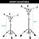 Snare Drum Stand, Snare Stand with Drumstick Holder and a Pair of 5A Drum Sticks Fit for 8 to 15 Inch Snare Drum and Practice Pad, Adjustable Height 25.6 to 39.4 Inches for Drum Beginners