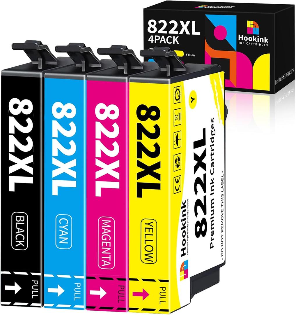 LEMERO Remanufactured for Epson 822XL Ink Cartridges Replacement for Epson 822XL Printer Ink Work with Workforce Pro WF3820 WF3823 WF4820 WF4830 WF4833 (6 Pack 3 Black, 1 Cyan/Magenta/Yellow)
