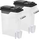 Buddeez Pet Food Storage Containers - Capacity Dog Food Storage Container, Cat Food Container, Bird Seed Storage Container, with Durable EZ Grip Handle, EZ Flip Lid & Scoop (2 Pack) 16 QT/16 LB (Black)