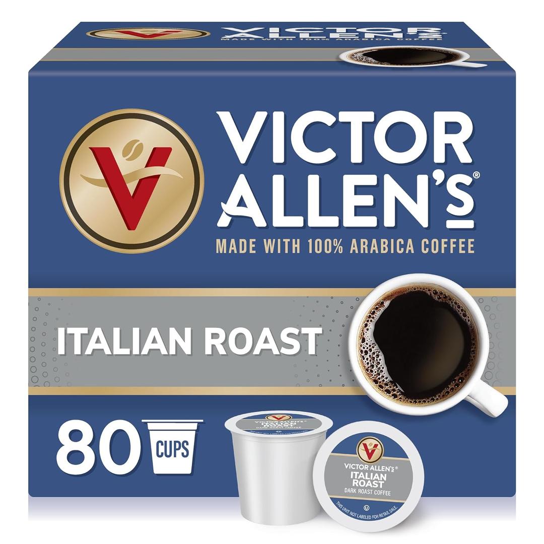 Victor Allen's Coffee Italian Roast, Dark Roast, 80 Count, Single Serve Coffee Pods for Keurig K-Cup Brewers (EXP 02/17/28)