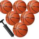 Wettarn 6 Pcs Size 5 Basketballs Bulk Christian Charity Donation Supplies 27.5 Inch Basketball with Pump Xmas Gifts for Games Training (Brown)