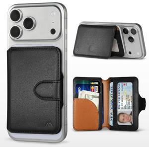 for MagSafe Wallet, Magnetic Phone Wallet RFID Blocking, Slim 5-8 Card Holder with Cash Slot & Clear ID Window, Minimalist Mag Safe Wallets for iPhone 17/16/15/14/13/12 Series, Midnight Black