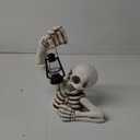 DREAM GARDEN Halloween Skeleton Decorations, Spooky Skeleton Figurine with LED Warm Light Indoor Skull Sculpture Halloween Party Ornament for Bar Table Decor