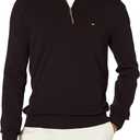Tommy Hilfiger Men's Long Sleeve Cotton Quarter Zip Pullover Sweater (X-Large, Th Deep Black)