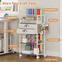 Rolling Craft Storage Cart with 2 Small Fabric Drawers & Lockable Wheels, DIY Organizer for Wrapping Paper, Paints, Brushes, Craft Supplies, Multi-Tier Craft Cart Tape Holder, 16.54x11.4x32.68 Inches