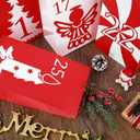 Whaline 25 Pcs Christmas Advent Calendar Bag 25 Days Countdown Party Favor Bags with Wood Clips Sticker Red White Xmas Tree Snowman Paper Treat Bags Candy Goodie Bag for Holiday New Year Supplies